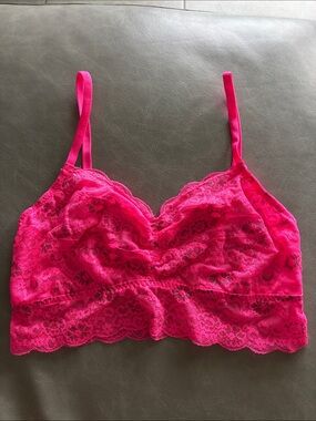 PINK Victoria's Secret Hot Pink Lace Bralette